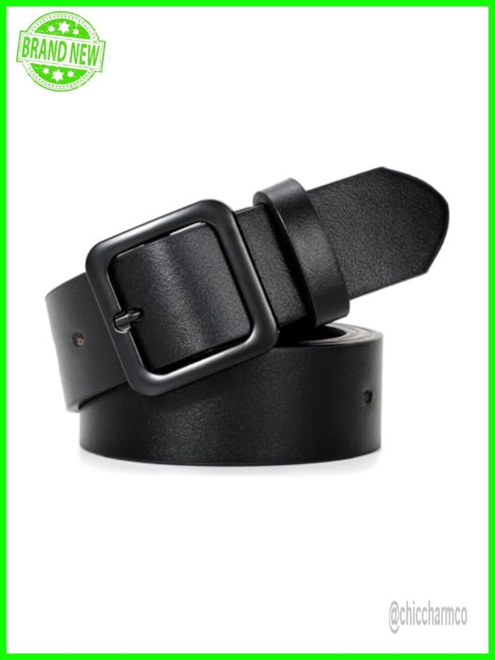 Women's PU Leather Belt with Square Buckle for Jeans Pants Dresses